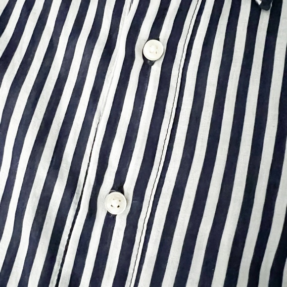 Anthropologie HOLDING HORSES Navy & White Stripe/Floral Button Down Top - Picture 7 of 11